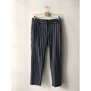 Navy Blue Striped Ankle Pant from LOFT